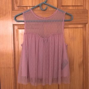 Bebe Mesh Dot Top in Pink Nectar XS